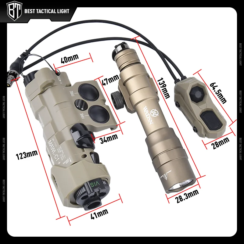 Tactical Surefir M600 M600DF Flashlight 1400lumens White Light Airsoft MAWL Red Green Blue Dot Aimming IR Fill Light Weapon Lamp