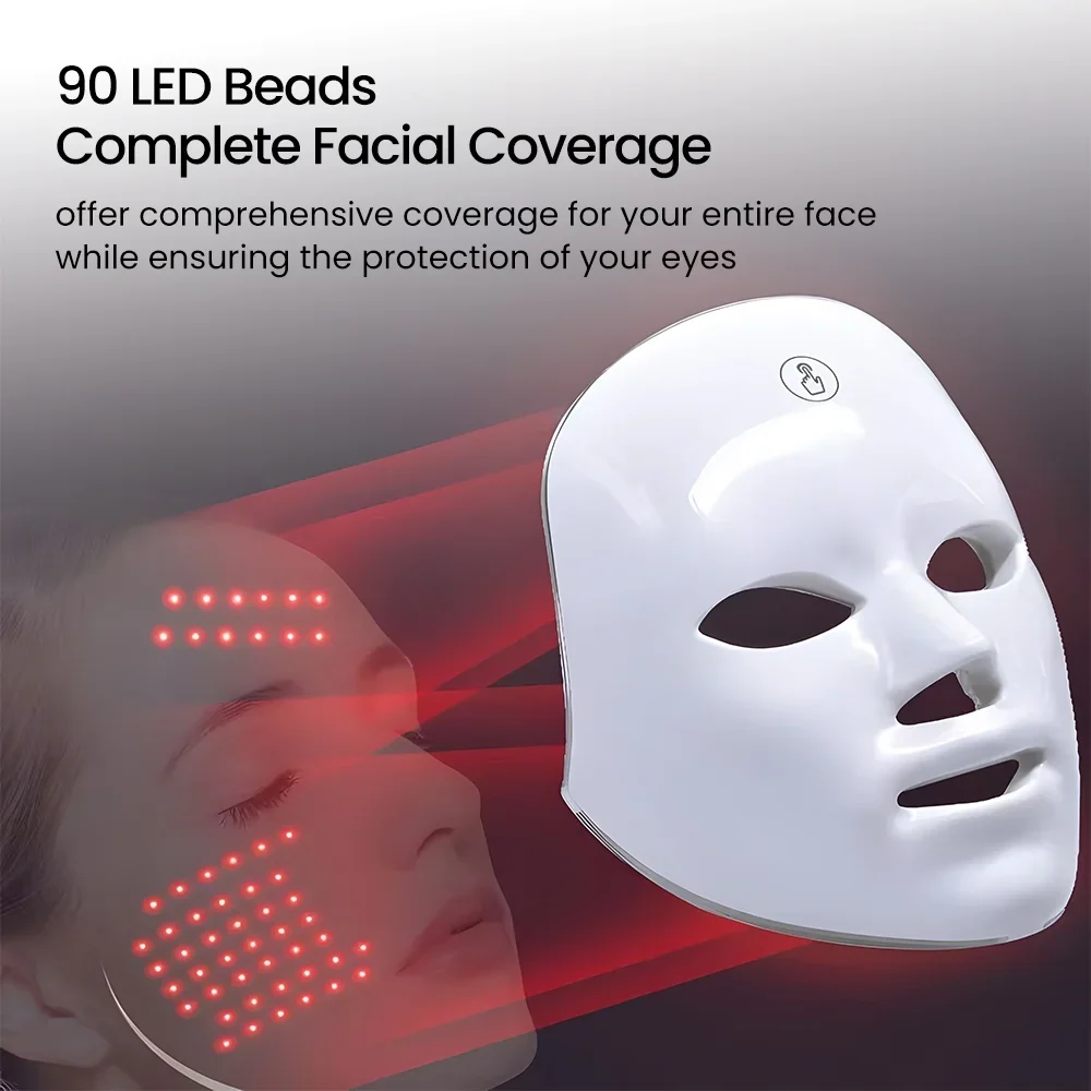 LED Face Mask Light Therapy 7 Color Treatment Photon Mask Facial Skin Care Mask