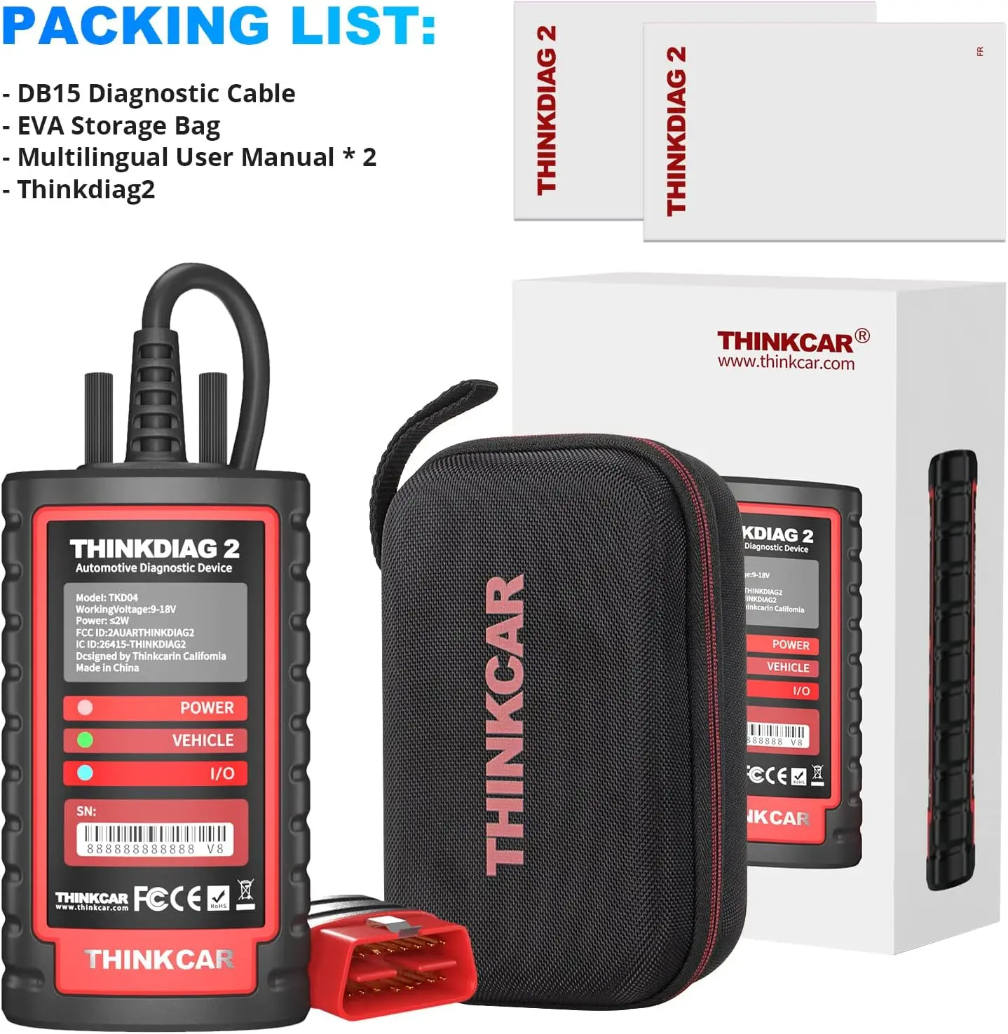 

Thinkcar Thinkdiag 2 CAN FD Protocol All Reset Service ECU Coding OBD2 Diagnostic Tool