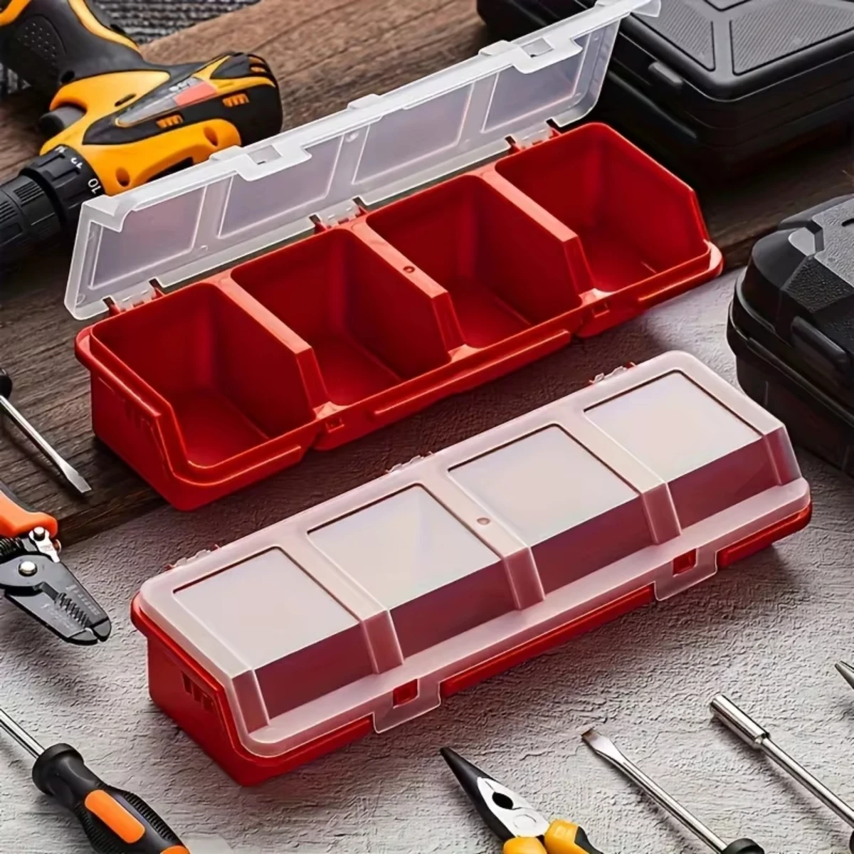

1Pc Multi-Compartment Organizer Box For Screws & Small Parts - Durable Plastic Hardware And Jewelry Storage Case