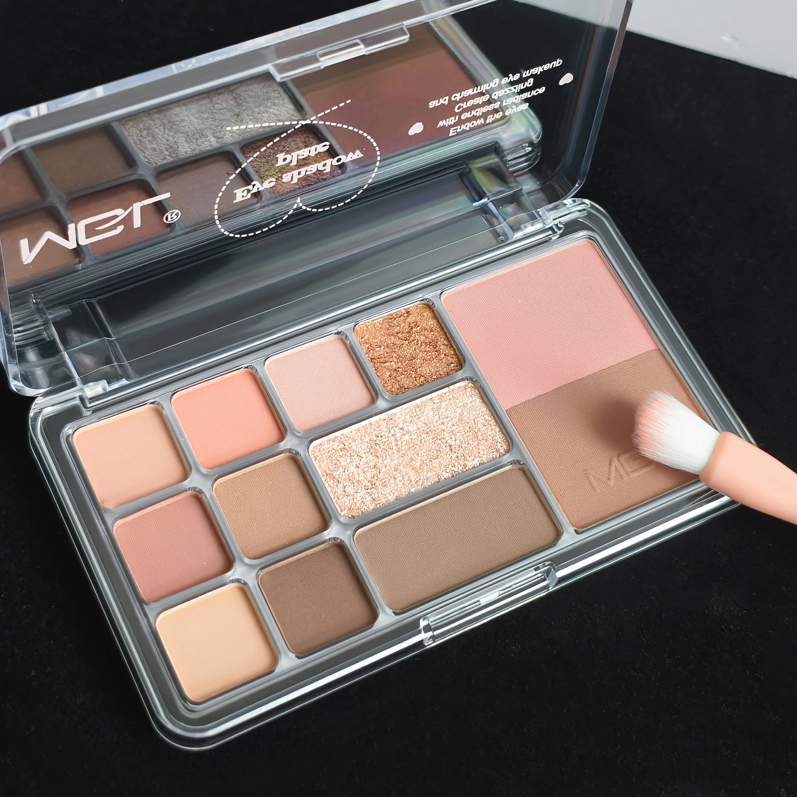 12‑Color Multi‑Functional Eyeshadow Palette, Eyeshadow & Dual‑Tone Blush All‑In‑One Makeup Palette,Matte Shimmer for Daily Party