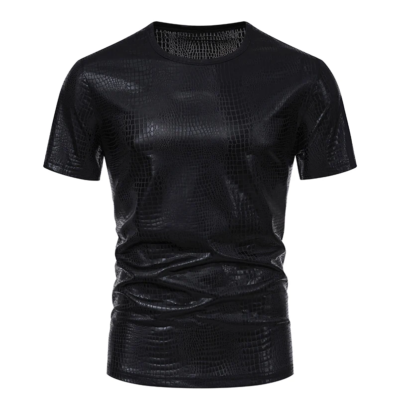 Summer Men\'s Shiny Metallic T Shirt Fashion Gold Stage Costume Short Sleeve Top Tees Disco Party NightClub T-Shirts