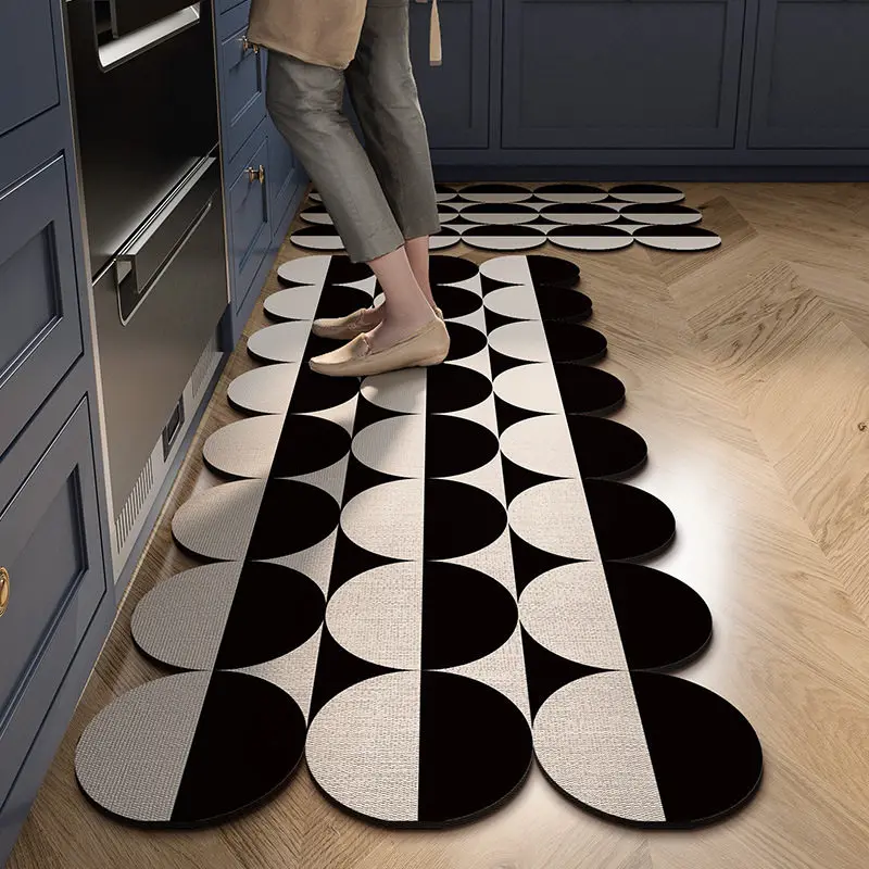 VIKAMA 1/2pcs Modern Minimalist Floor Mat Set Quick-Drying Water-Absorbing Kitchen and Bathroom Rug Set for Home Decor