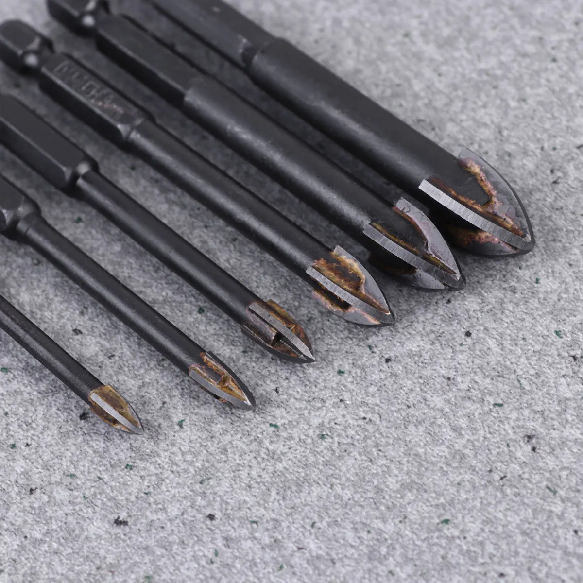

6pcs Multi-Function Triangular Drill Bits For Ceramic Tile Glass Wood Wall 4Mm 5Mm 6Mm 8Mm 10Mm 12Mm Black Reinforced Head
