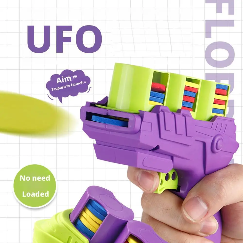 Pistolets à soucoupe volante pour enfants, lanceur de disque volant de carotte, jouet de sécurité EVA, pistolet à disque volant, jouets de jeu de plein air pour enfants