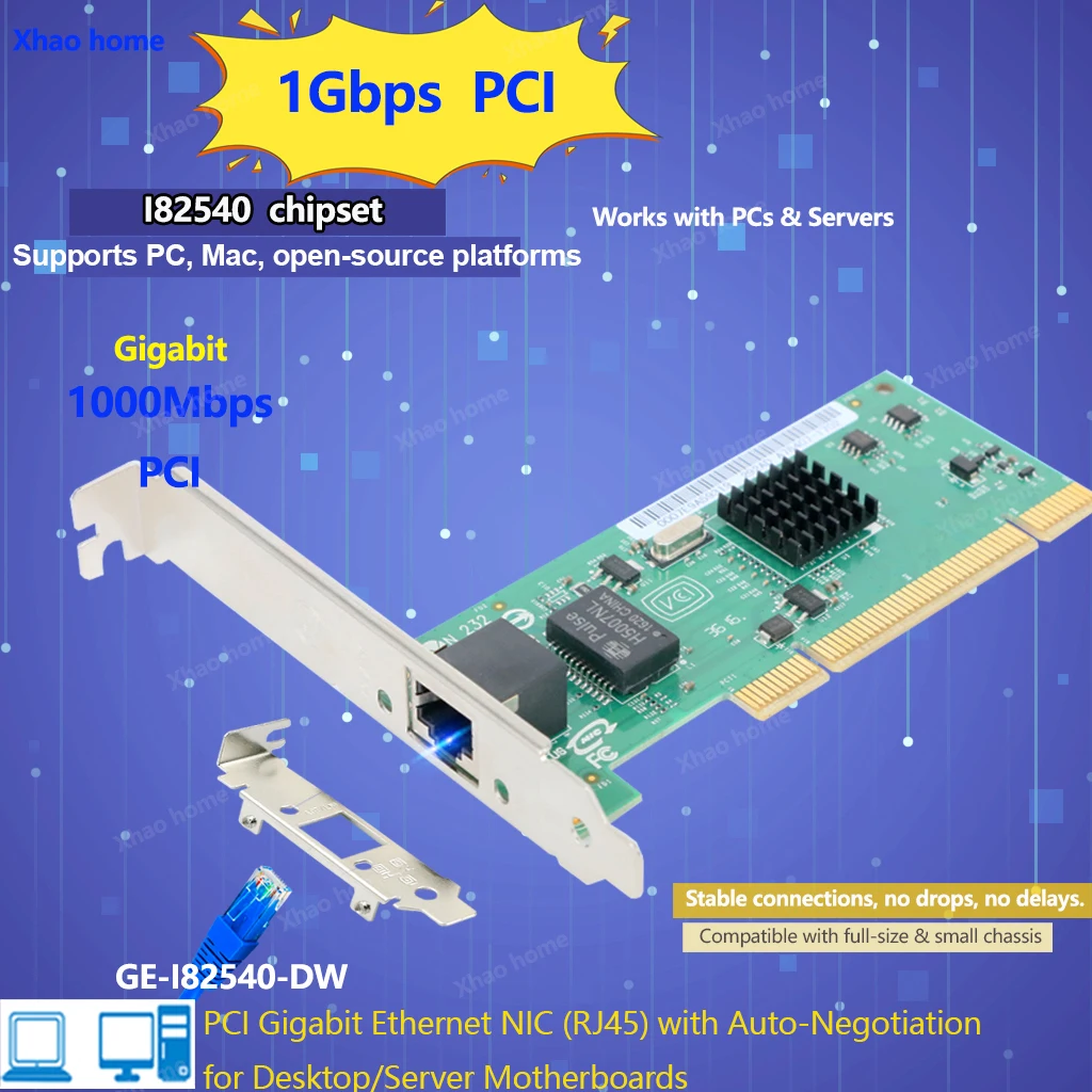 

I82545 Gigabit Ethernet-карта, два порта RJ45 1G PCI, сетевой адаптер I82540/I82546, сетевая микросхема для серверной рабочей станции, настольного компьютера