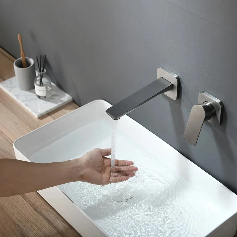 

Настенный смеситель для ванной комнаты цвета оружейной стали, матовый серый, скрытого монтажа, для горячей и холодной воды