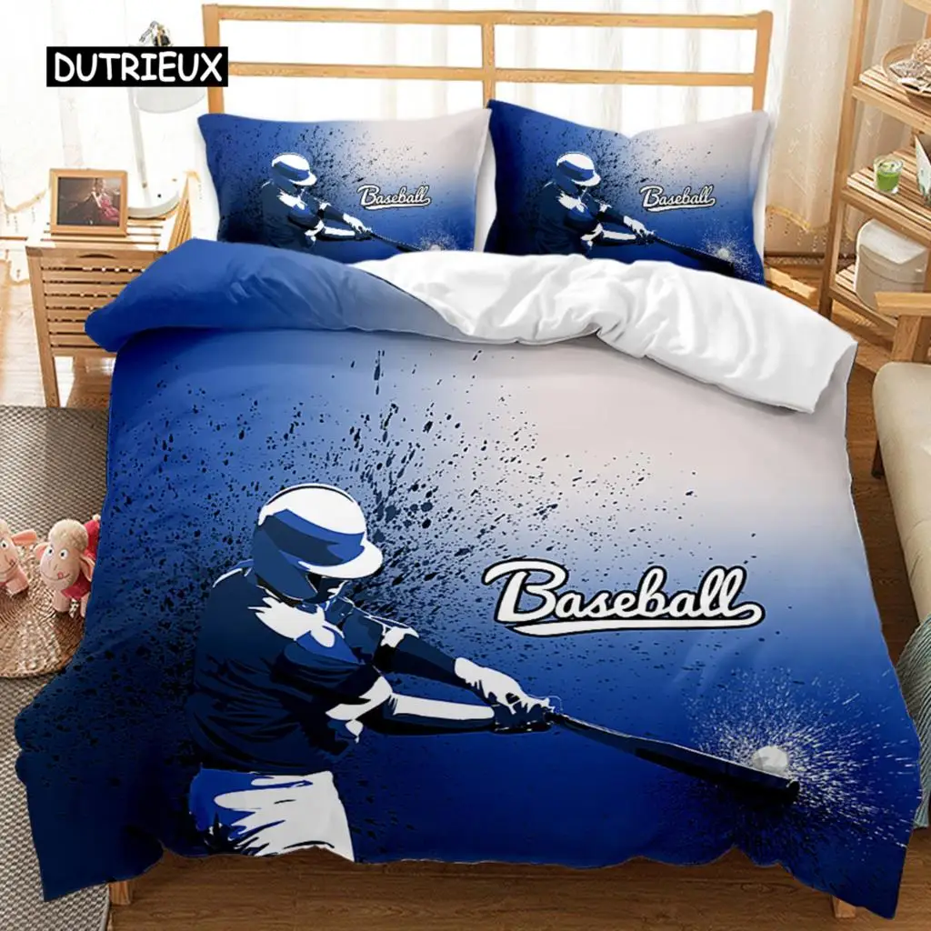 

Baseball Duvet Cover Abstract Ball Sports Baseball Bat Bedding Set Competitive Games Bedroom Decor Queen Polyester Quilt Cover