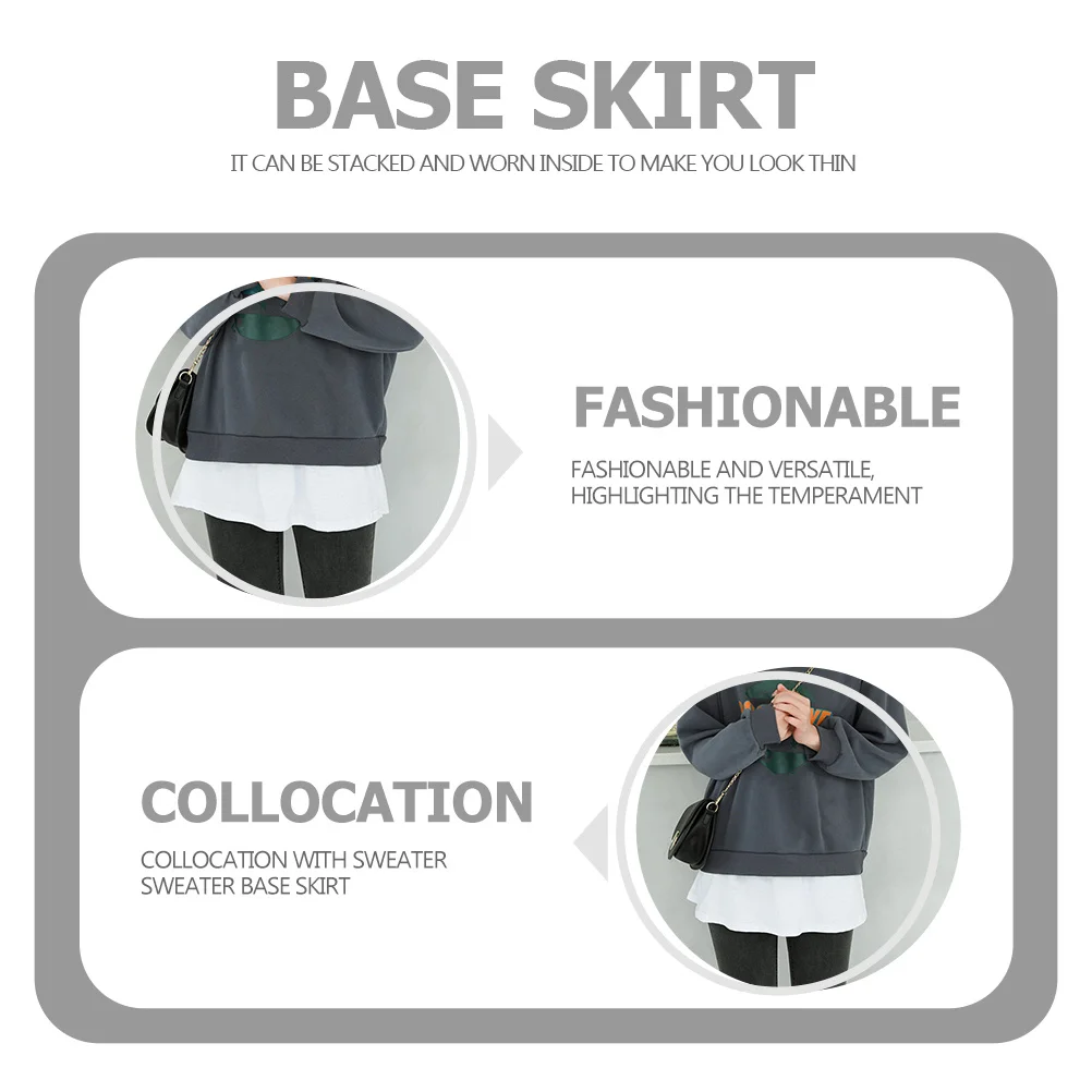 

Fake Lower Sweep Skirt Shirt Extender Layering Half Length Skirt Casual Cozy Wear Work Street Women Girls Fashion Accessory