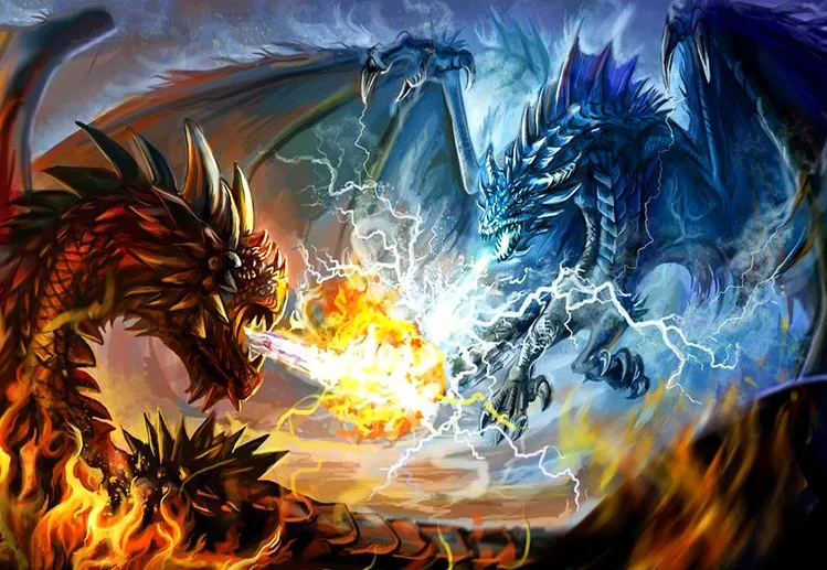 

JMINE Div 5D Dragon Fire Ice Полная алмазная живопись наборы для вышивки крестом арт дракон 3D краска алмазами