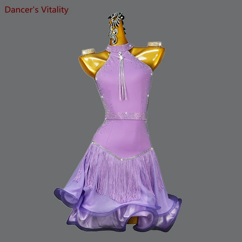 

Latin Dance Competition Costumes Dress for Women Latin Dancing Professional Dresses Cusomzied Adult Child Chacha Rumba Outfit