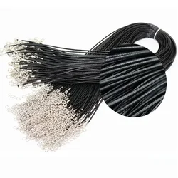 100pcs 18'' Black 1.5mm Wax Cord Necklace Cord For DIY Craft Jewelry,Lobster Clasp Black Wax Cord Necklaces