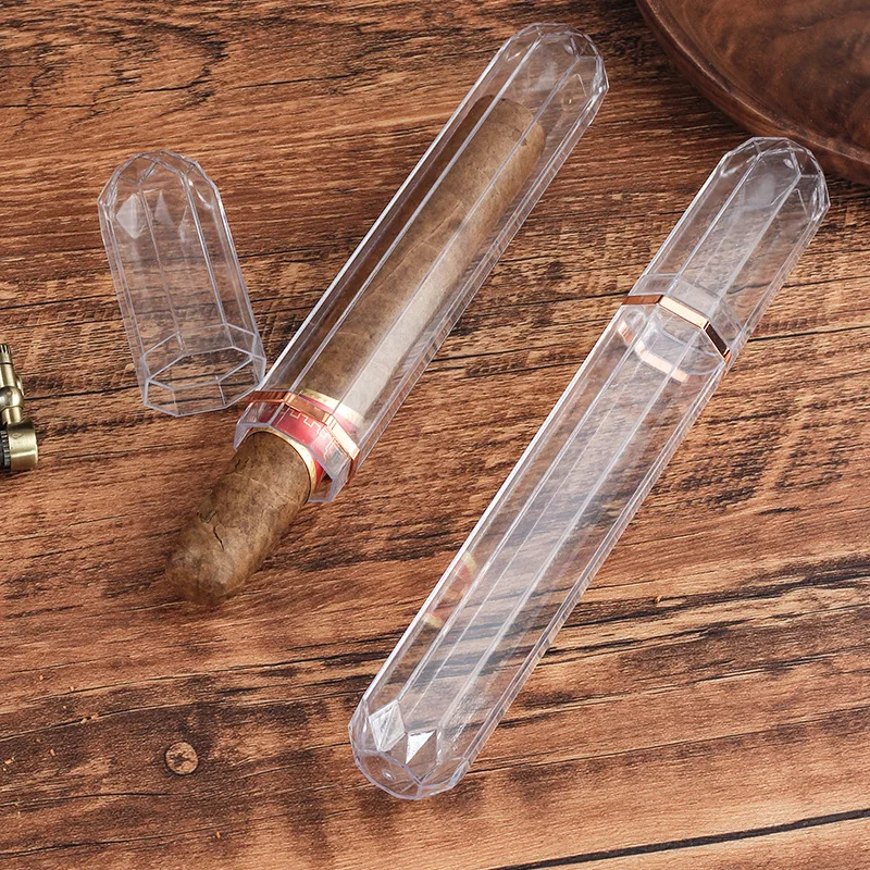 2026 Acrylic Travel Cigar Tube Fashion Humidor Holder Cigar Case Portable Storage Clear Storage Box Cigar Accessories