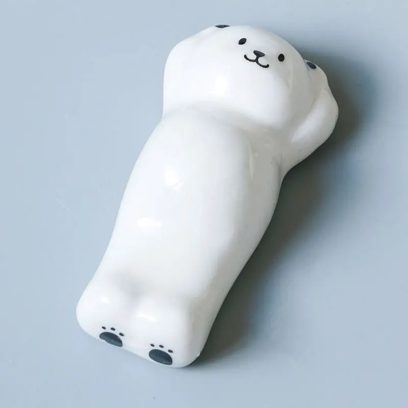 Kawaii Polar Bear Chopstick Holder Chop Stick Stand Ceramic Chopsticks Rest Home Restaurant Tableware Dining Kitchen Accessories