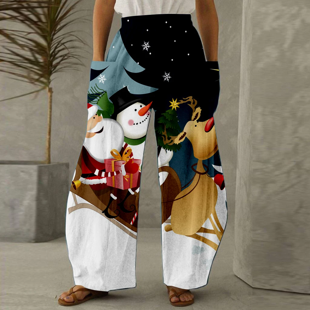 

Large Animal Deer Pattern Fashion Sports Pants, Light And Loose 3d Digital Wide Leg Pants, Factory Direct SalesWC5