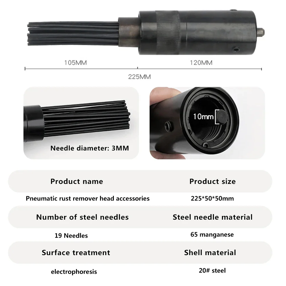 

Новый 19-контактный набор игольчатых инструментов для удаления воздушного долота, подходит для удаления краски и ржавчины, набор инструментов для удаления ржавчины, очиститель шлака