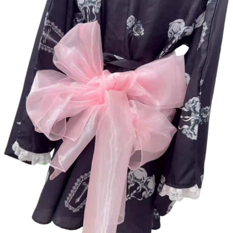 Japanese Adult Style Gauze Fabric Belt Traditional Kimono Belt Gauze Waist Band Mixed With Decorations Women's Girdle