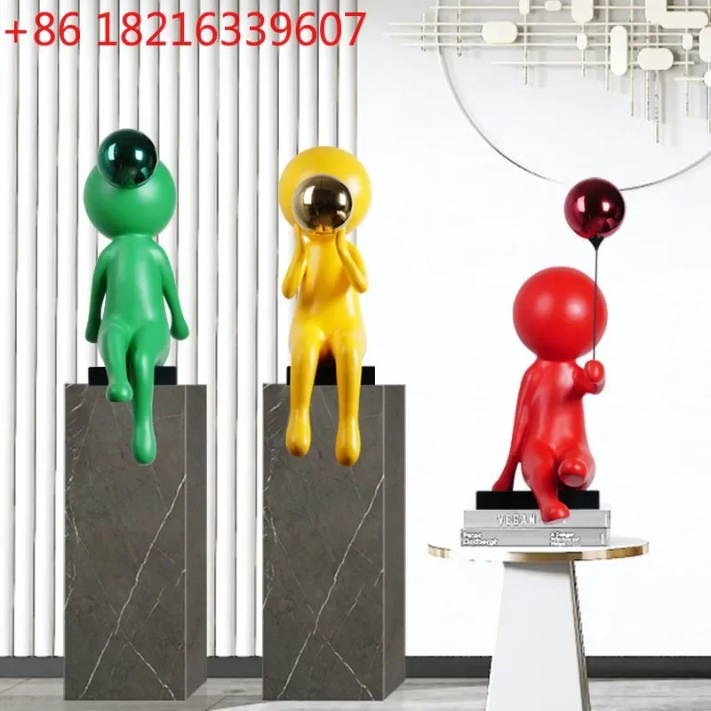 Cartoon yellow character sculpture hotel sales office model room abstract creative floor ornament