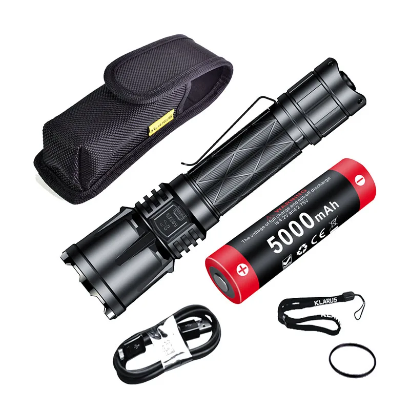 Klarus XT21X Pro Tactical Flashlight with 21700 Battery, 4400 Lumens 336m Beam Distance,Patented Tail Dual-Switch,ITS Protection