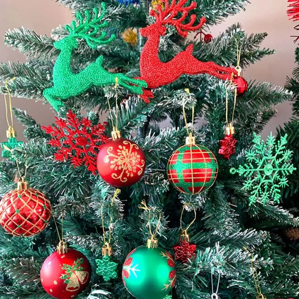 40 unids/set bola de Navidad de alce de colores brillantes galvanizada con lentejuelas árbol de Navidad colgante bola colgante plástico estilos mixtos