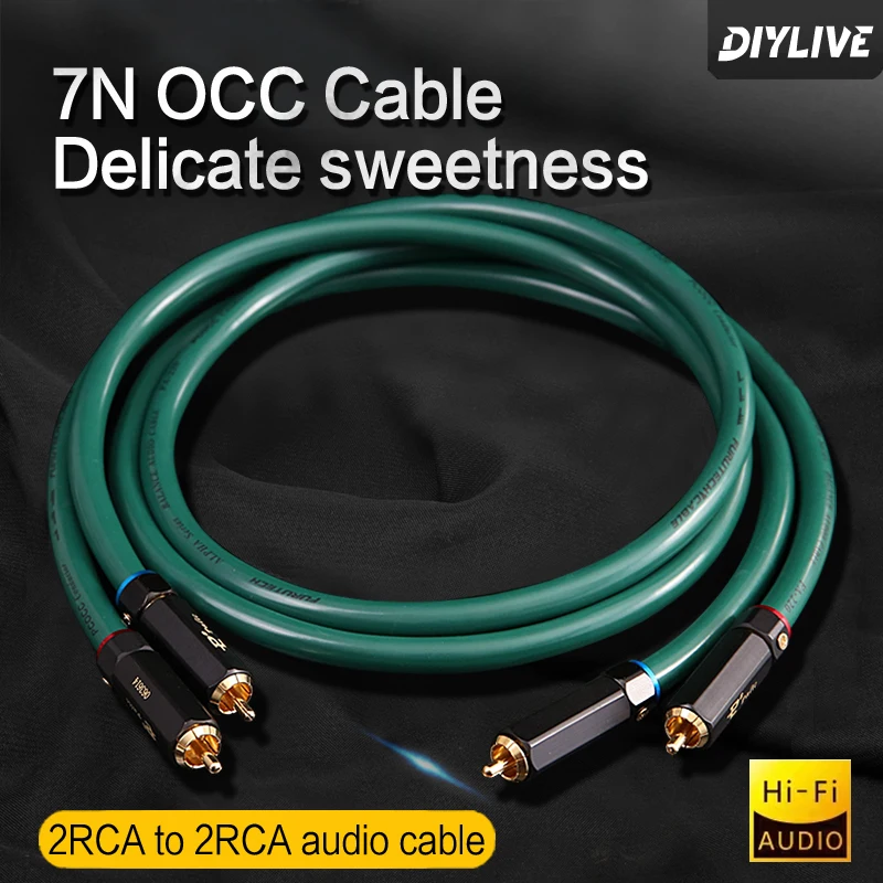 DIYLIVE Single crystal copper signal cable HiFi dual Lotus audio signal cable male to male rca line Cannon line scattered line