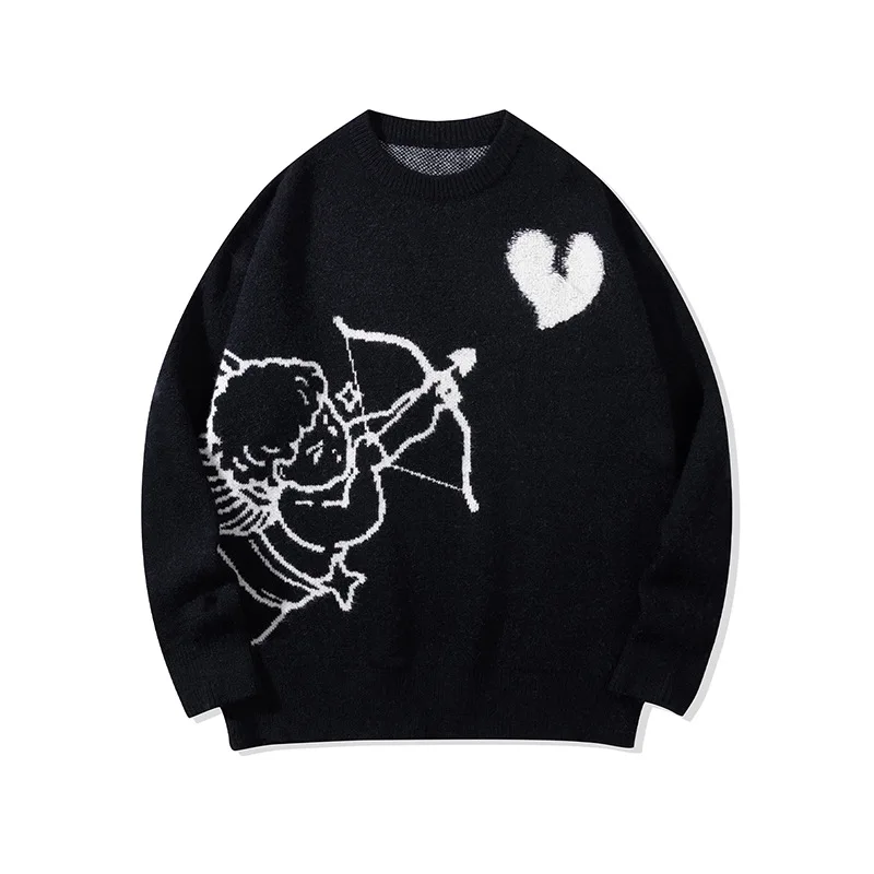 Maglione lavorato a maglia da uomo Angel Love Heart Design Faionable Urban Sle Stagione invernale Lungo Sve round Ne Pullover Nuovo arrivo