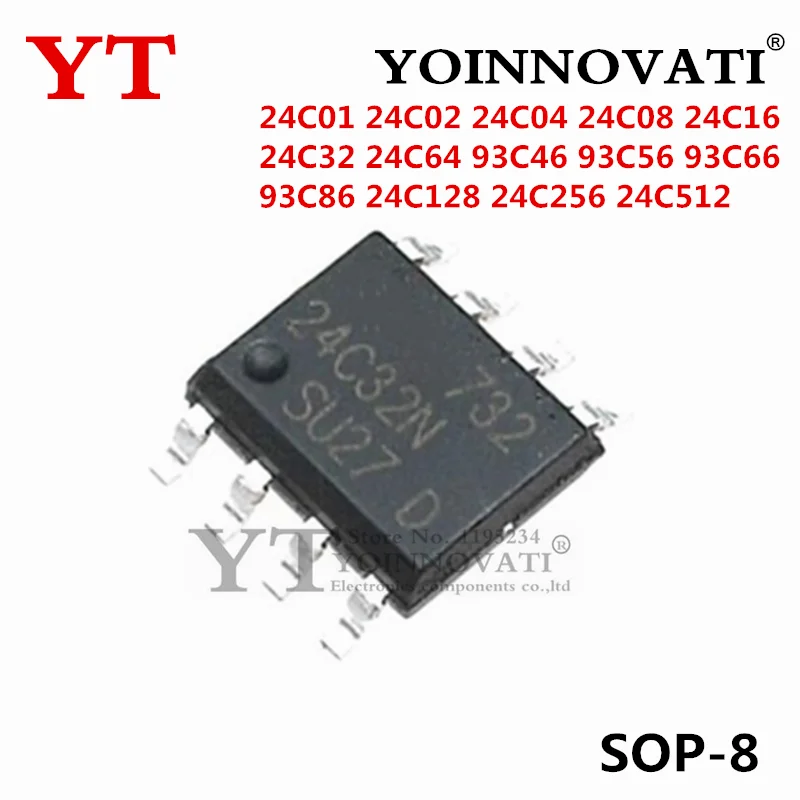 10PCS 24C01 24C02 24C04 24C08 24C16 24C32 24C64 24C128 24C256 24C512 93C46 93C56 93C66 93C86