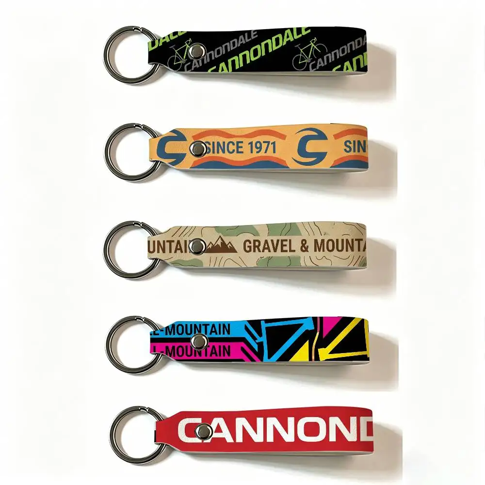 Motorcycle Cannondale PU Leather Keychain Minimalist Key Holder Durable Key Organizer Car Keys Bag Accessories Gift