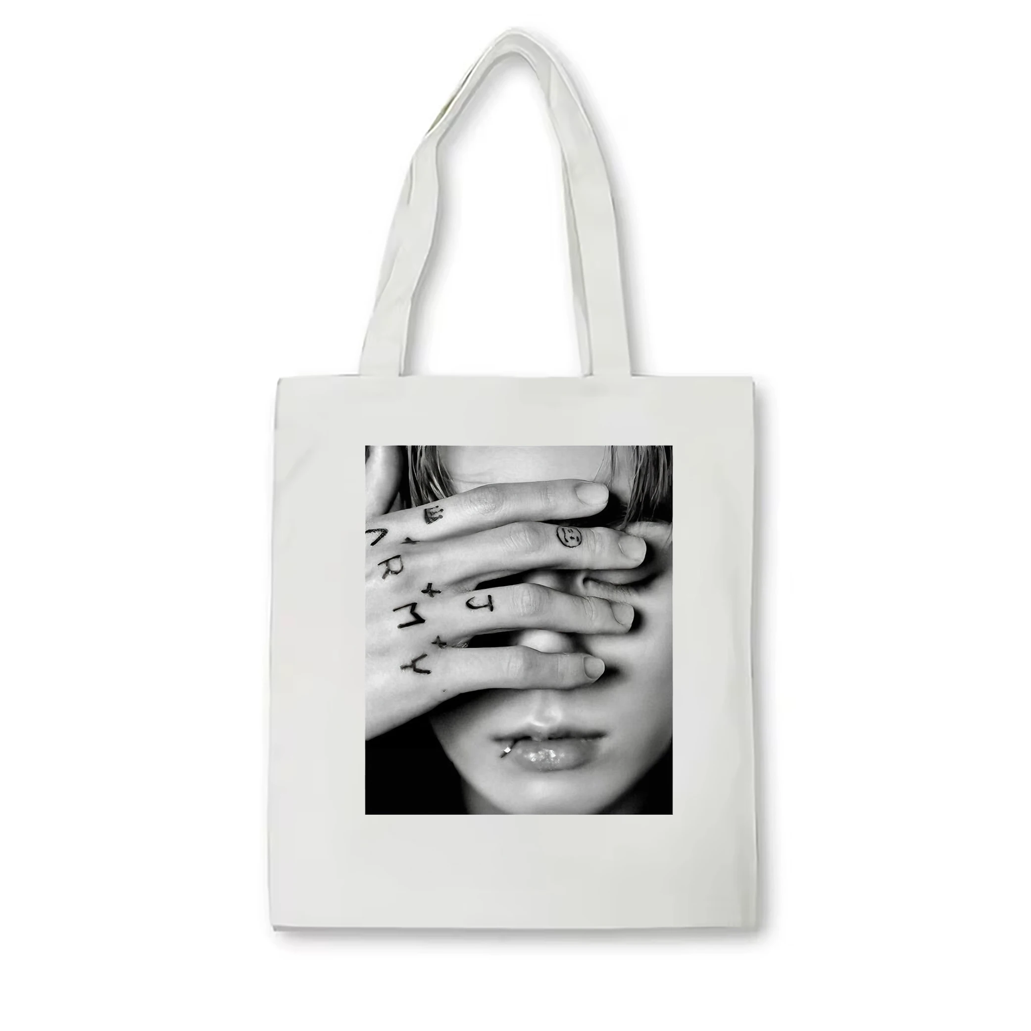 Jungkook Fashion Pattern Canvas Bag pop music tote bag Kpop borsa a tracolla casual da donna Jungkook Army Tattoo tote bag Kpop Gift