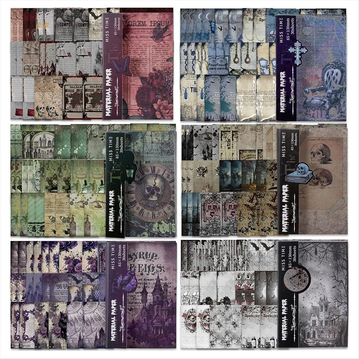 【POPULAR PICK】180 Sheets Antique Halloween Scrapbook Paper, Journal Supplies for Dark Academia Gothic DIY Crafts