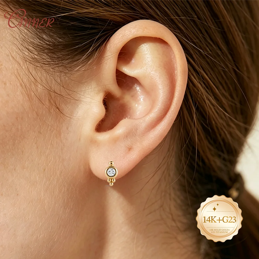Body Jewelry Cartilage Earrings - CANNER Piercing en or massif 14K