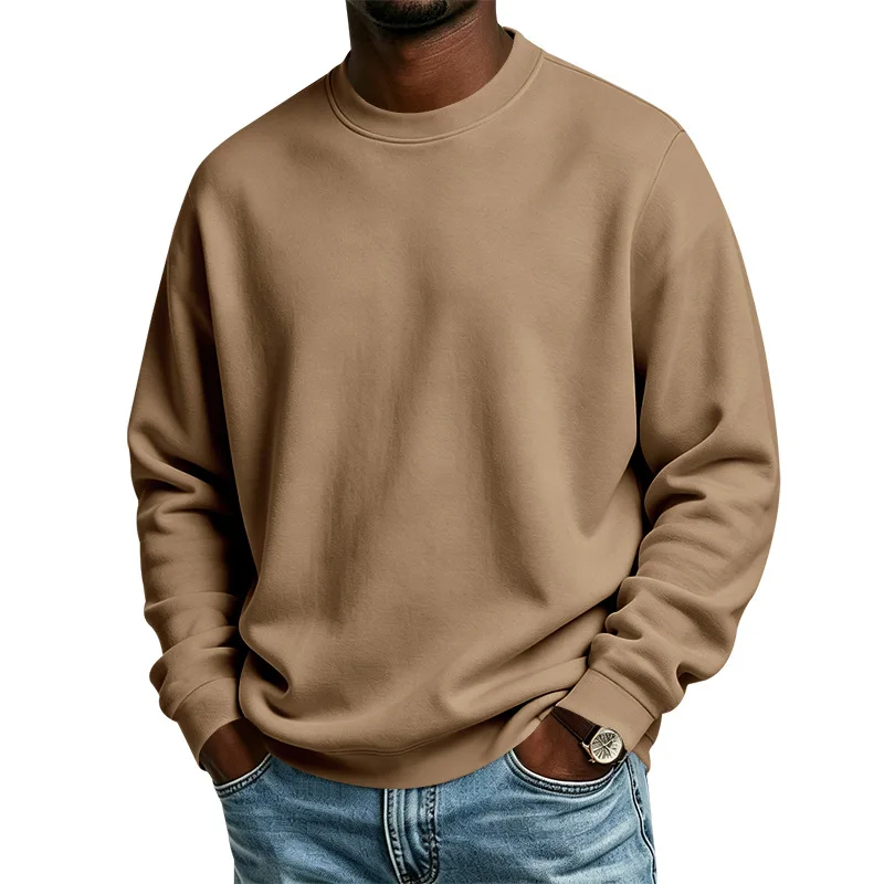 American autumn and winter new heavy men's branch casual commuting loose versatile minimalist style round sweater