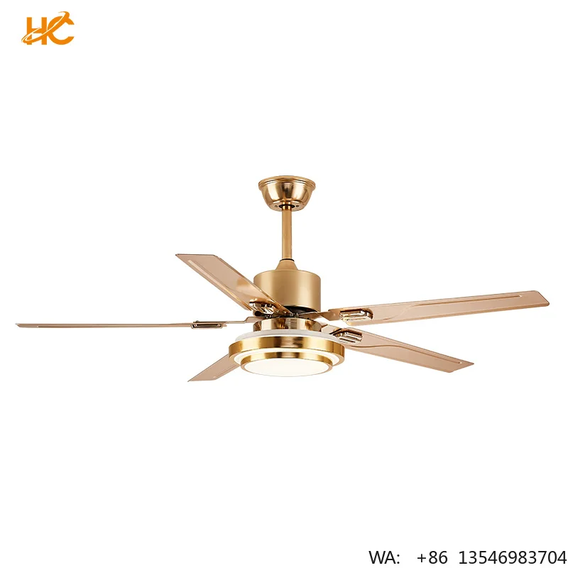 Gold 52 Inch Ceiling Fans with Lights and Remote Control for Bedroom Modern Ceiling Fan with Reversible BLDC Motor 3CCT Dimmable
