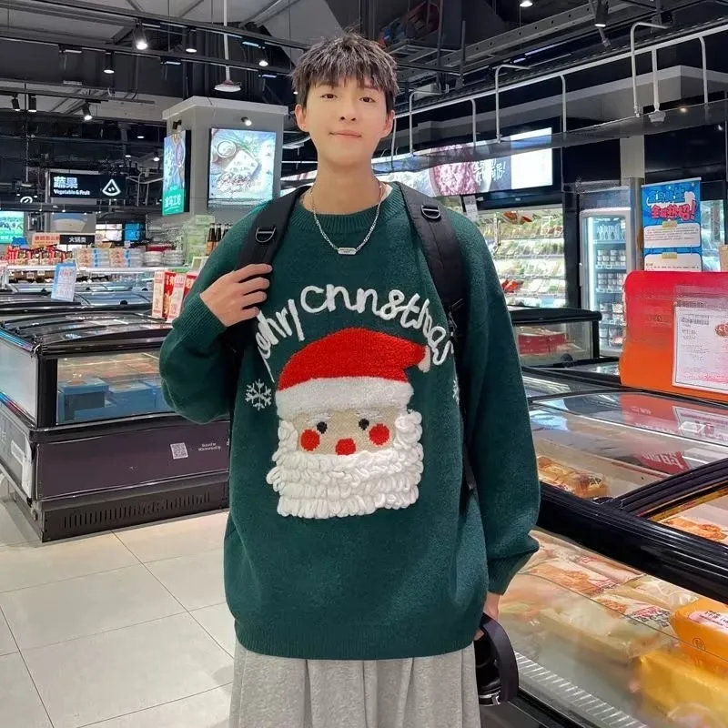 

Мужской теплый свитер Ugly Cisas, модный вязаный, для молодежи, для ношения на кампусе, длинный рукав, круглый вырез, другие материалы в смешанном составе