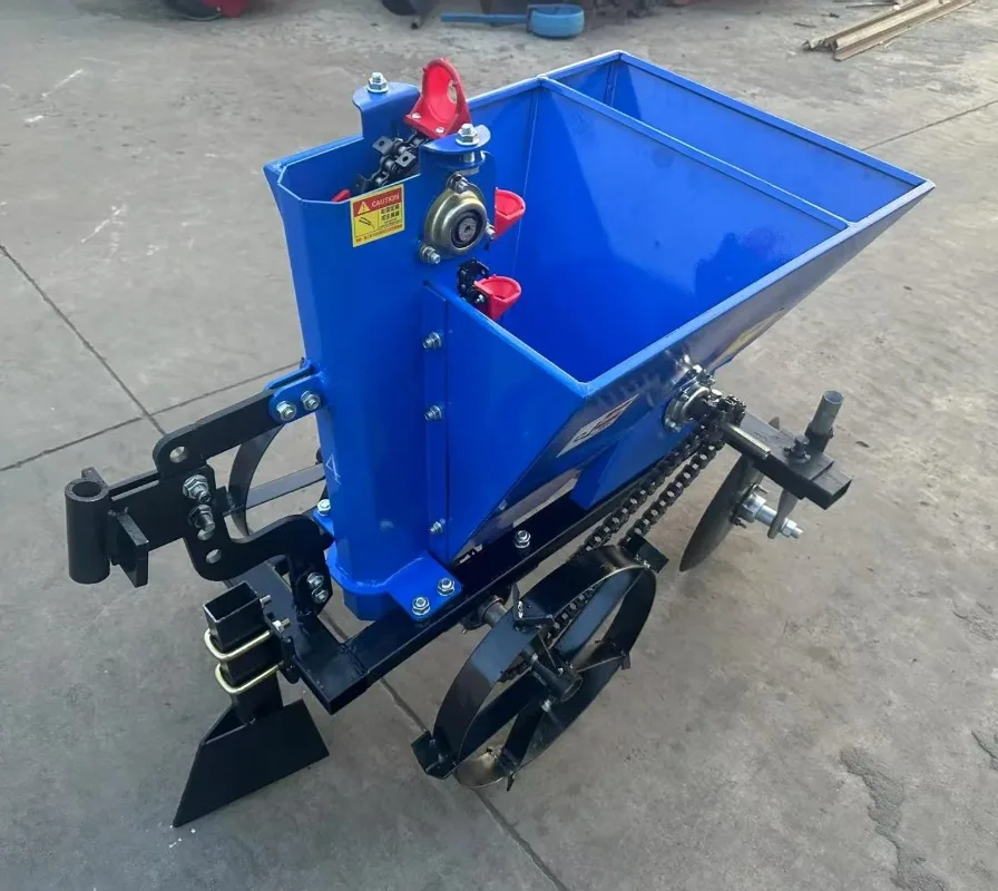 Single Row Potato Planter Machine Walking Tractor Mounted Seeder with Fertilizer for Garlic Onion Farm Planting Equipment