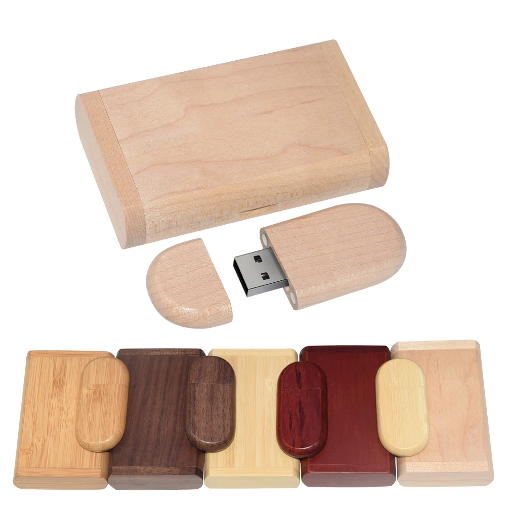 Wooden With Gift Box USB 2.0 Flash Drive Real Capacity Pendrive Photography Memory Stick 64GB/32GB/16GB/8GB U Disk pen usb 4GB