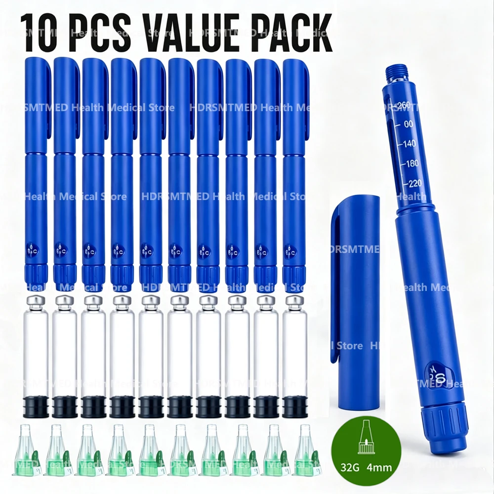 Blue Rotary Push Disposable Sterile Insulin Injection Pen Adjustable Growth Hormone Dosage 60U Injection Pen Peptide Pen Kit
