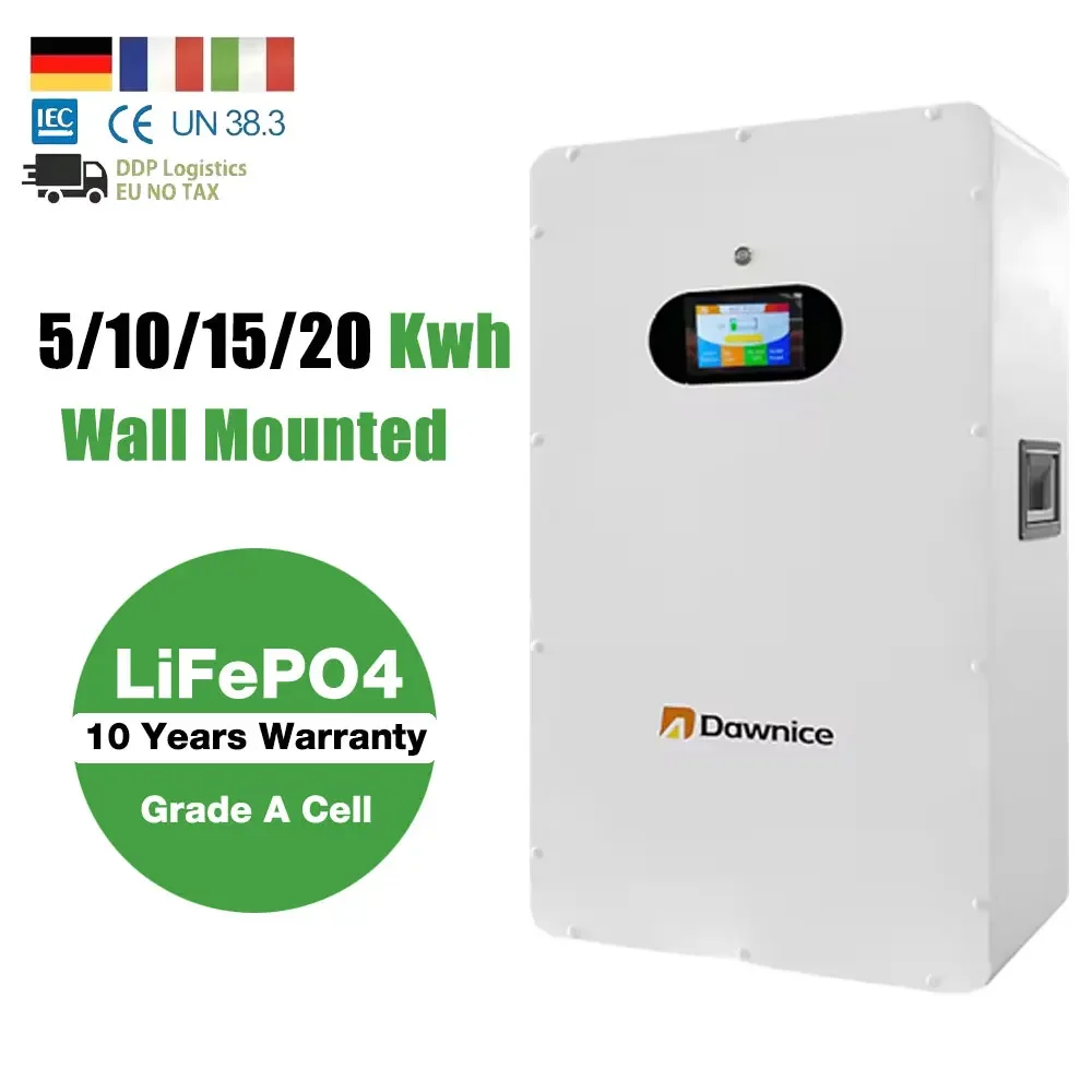 Dawnice Home Energy Storage Power wall Lifepo4 Lithium Batteries 48V 51.2 100Ah 200Ah 5kwh 10kwh 15khw Power Wall Home Battery