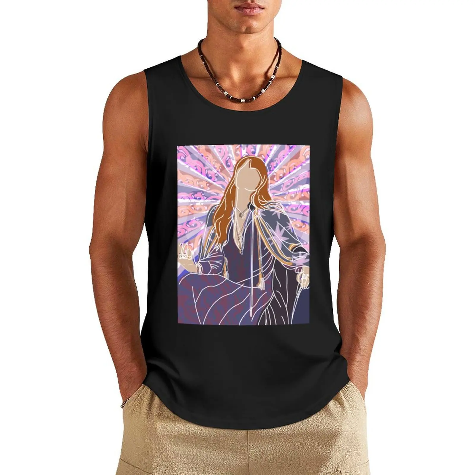 

Florence and the Machine Illustration Long Tank Top Male vest Sports clothing sleeveless shirts gym accessories man