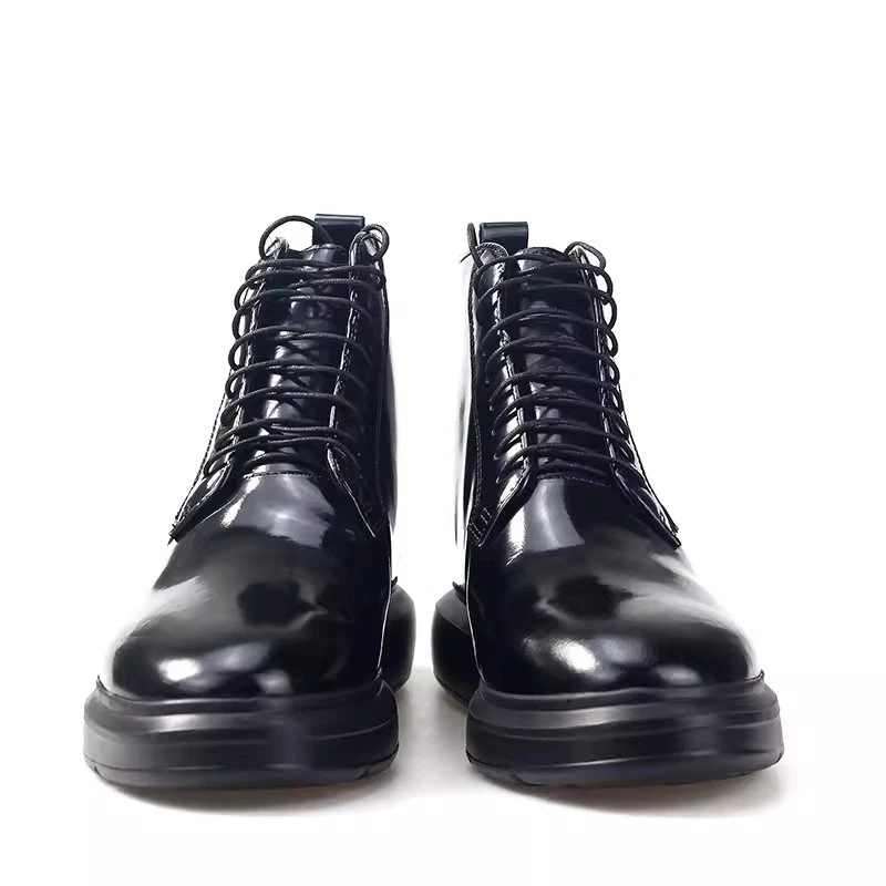 New Platform Boots Men Fashion Black Thick Sole Lace Up Casual Work Dress Sport Genuine Leather Luxury Ankle Boots Male Shoes