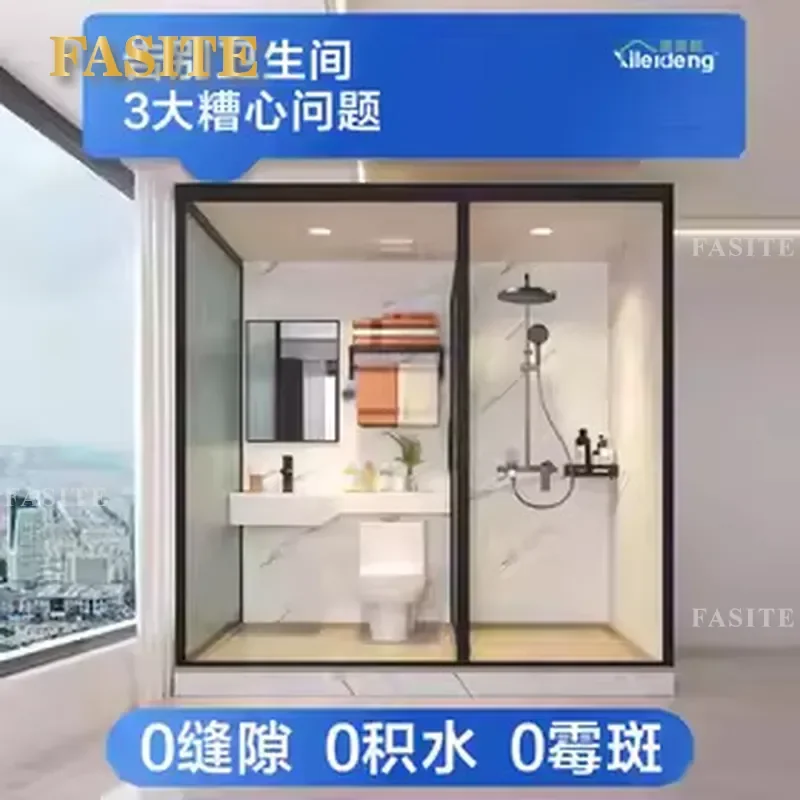 For Integrated Shower Room Rectangular Sliding Door Tempered Glass Bathroom Enclosure Modern Waterproof Easy Install Space