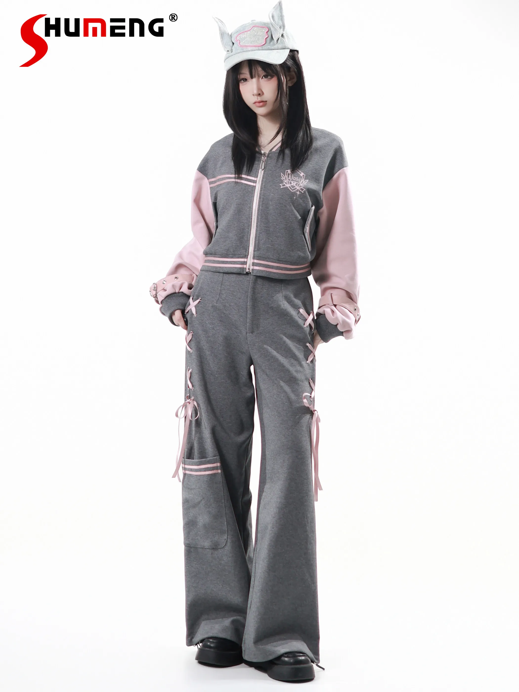 

Новый весенний комплект в университетском стиле: спортивная бейсбольная куртка, повседневная короткая куртка, юбка и брюки для женщин