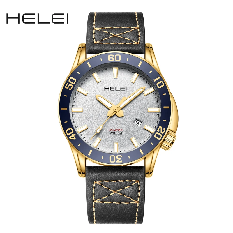 

Водонепроницаемые спортивные мужские кварцевые часы со светящимся кожаным ремнем и одним календарем, деловые винтажные наручные часы в классическом стиле