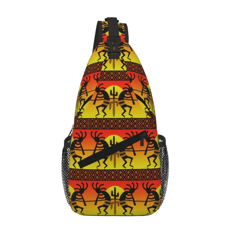 

Southwest Tribal Native American Kokopelli Sling Chest Bag Customized Crossbody Shoulder Backpack for Men Travel Hiking Daypack