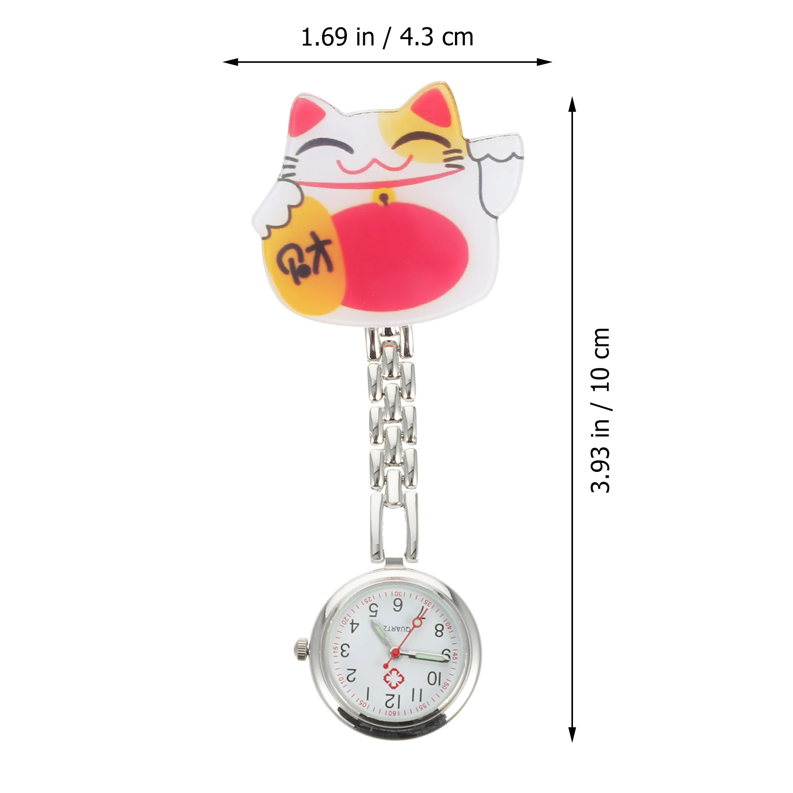 

1Set Fortune Cat Cartoon Pocket Watch Nurse Hanging Chest Watch Durable Practical Gift for Medical Staff Students Teachers