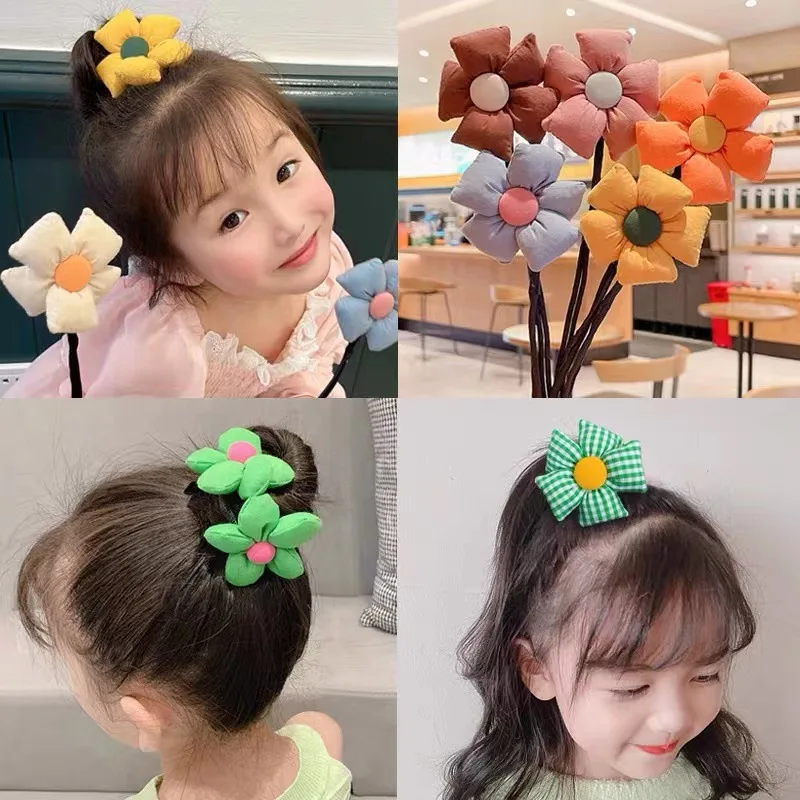 Flower Hair Girl\'s Bun Hair Accessory Lazy Tool Girl\'s Children\'s Torsion Bar Headband Accessory