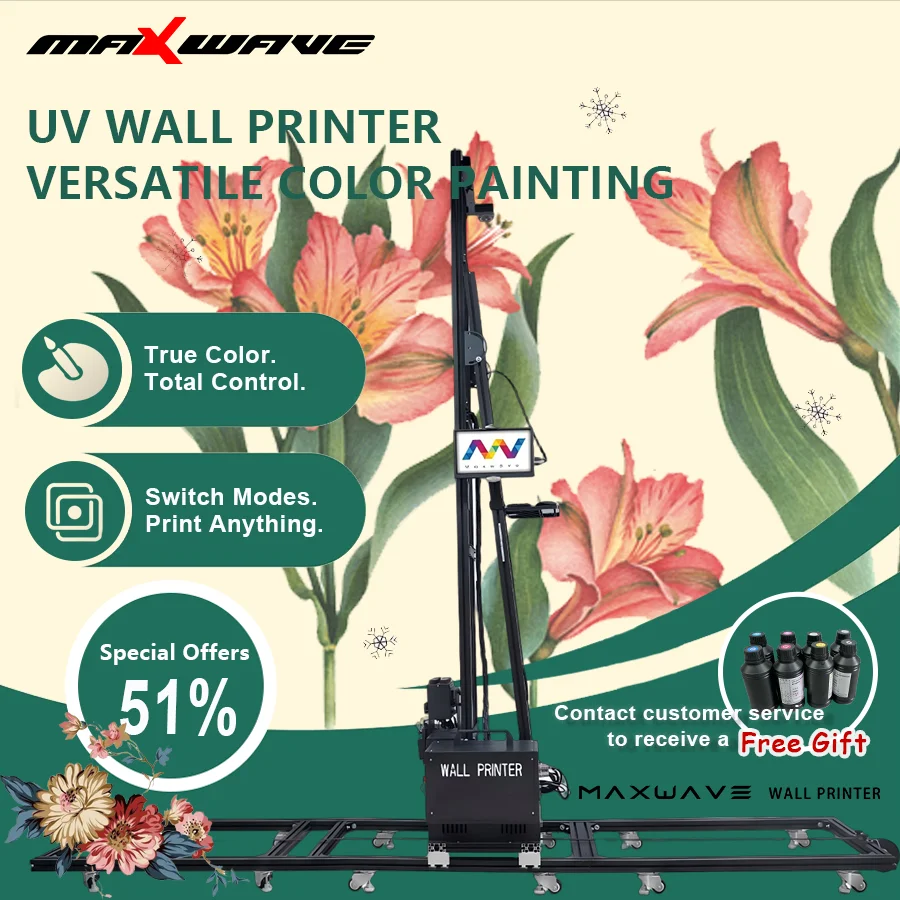 2 in 1 Wall Floor Printer Portable UV Wall Printing Machine 3.5M 3D Height for Direct Printing on Tile Glass Canvas Metal