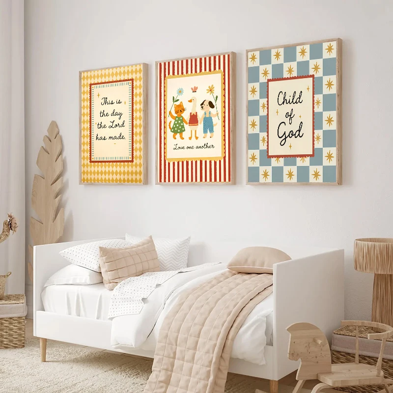 Child of God Wall Art Print Cute Bible Quotes Children Kids Christian Scripture Posters Home Decor for Kid's Baby's Room Nursery