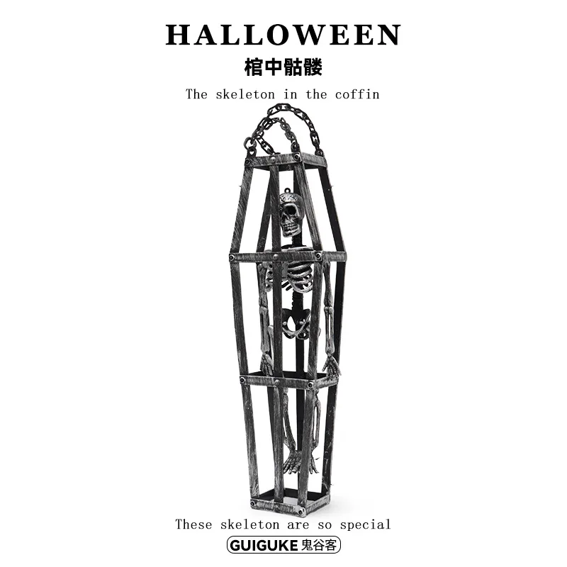 

3D Skull Coffin Ghost Hanging Ornament Reusable Halloween Decorative Pendant For Party Yard Theme Restaurant Indoor Outdoor