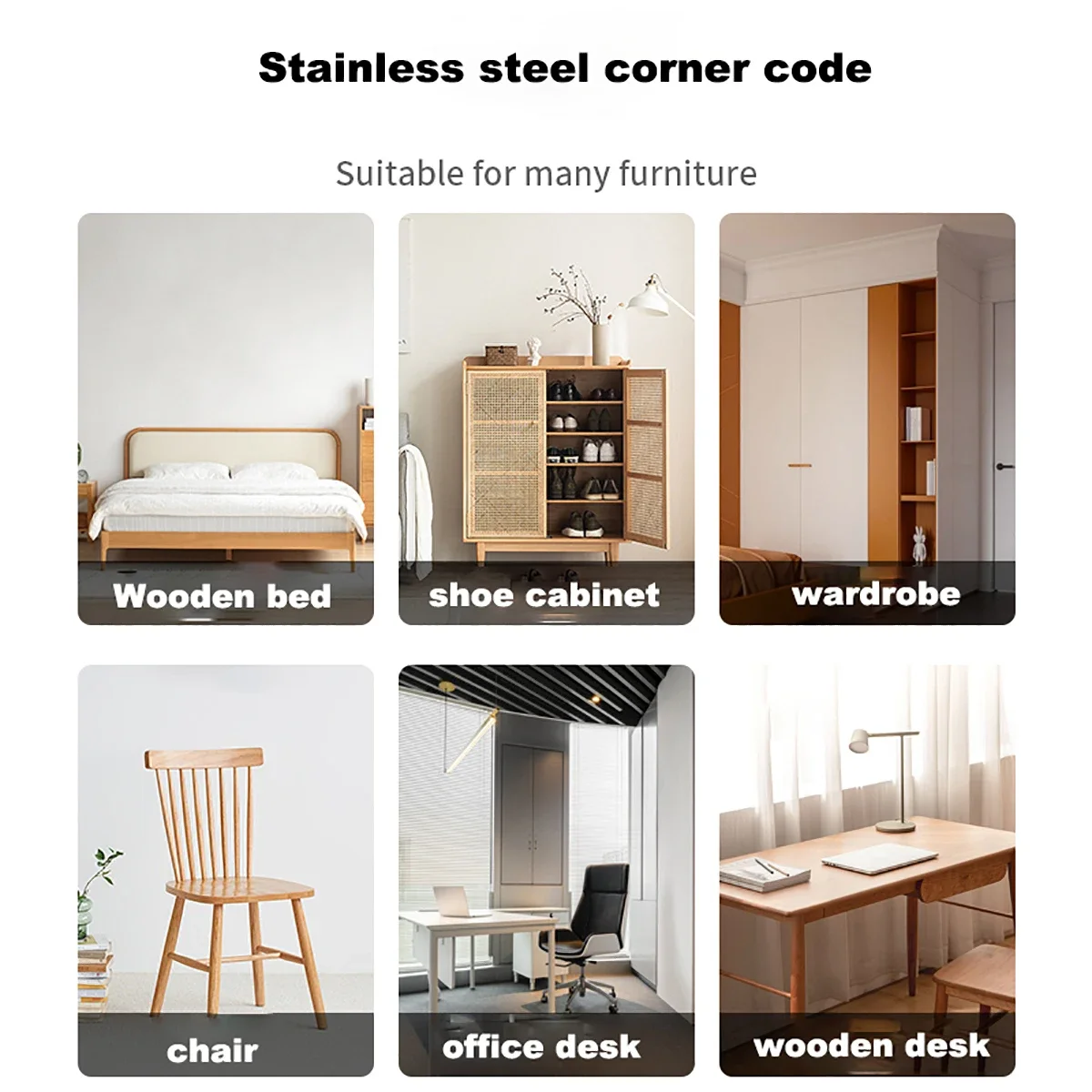 L-Shaped T-Shaped Stainless Steel Corner Code With Screws  Right Angle Bracket Furniture Stability Connector Accessories